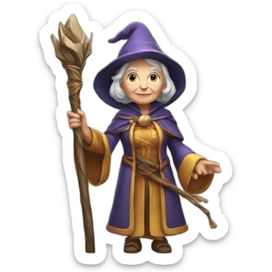 Old lady Mage with a staff sticker