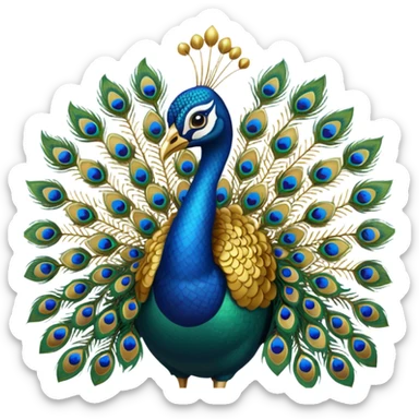 Peacock in full gold color even it's petal everything should be in gold sticker