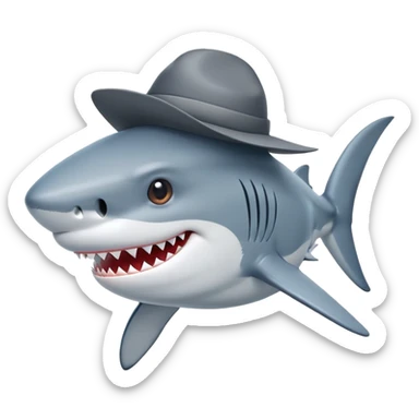 A shark with a hat sticker