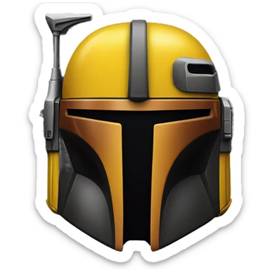Mandalorian helmet black and yellow with antenna sticker