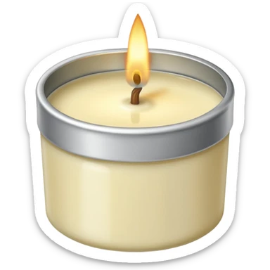 Vanilla candle – cream-colored wax in a silver tin sticker