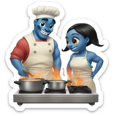 Lilo & Stitch cooking together  sticker
