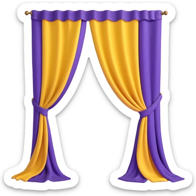 A purple curtain hanging down, made of soft fabric, slightly wrinkled or flowing sticker