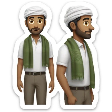 man with shemagh and no vest sticker