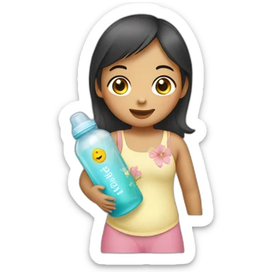 Indonesian girl with baby bottle sticker