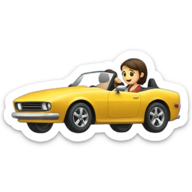 Brunette-boy-and-brunette-girl-roadster-car-driving sticker