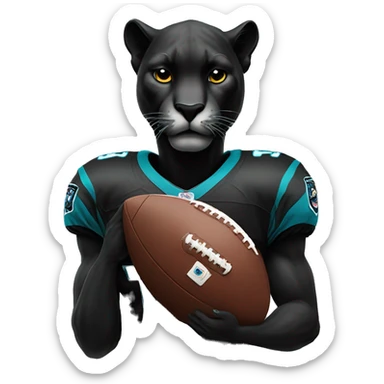 Crying panther holding a football with a we suck jersey on sticker