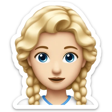 Une fille blanche de peau, yeux bleu, cheveux blond presque roux sticker