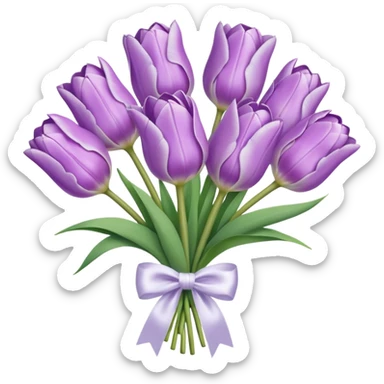 Pastel lilac tulip bouquet with bow sticker
