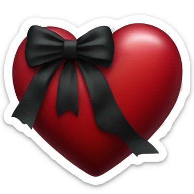 Dark red heart with black bow sticker