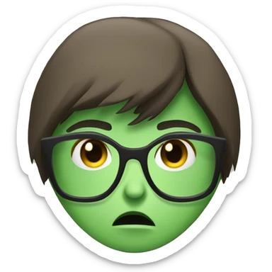 angry gir with bangs and glasses and  sticker
