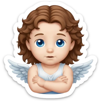  Baby boy angel with brown wavy hair blue eyes sticker