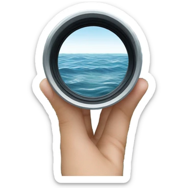 the ocean shown through binocular lens sticker