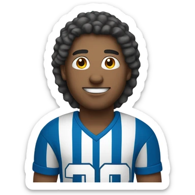 football player with a white & blue stripes t-shirt sticker