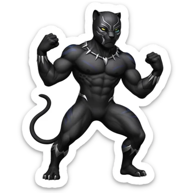 Black panther doing signature pose while standing crossing his claws on his chest sticker
