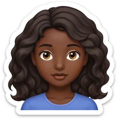 Girl with wavy dark brown hair with black and mixed skin  sticker