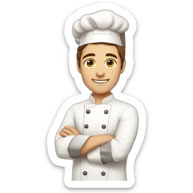 Male Chef, White skin color, short brown hair, baking some desserts sticker