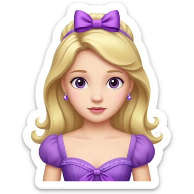 Princesa con vestido morado y un moñito sticker