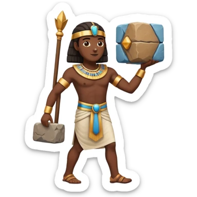 fullbody ancient Egyptian worker carrying a large stone block on shoulder sticker
