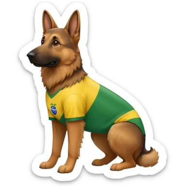 Cachorro pastor alemão usando camisa do brasil full body  sticker