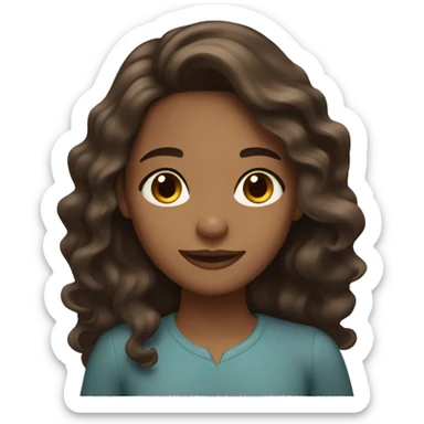 light brown skin girl with long wavy dark brown hair sticker
