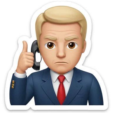 boss on a phone call, giving a thumbs down sticker