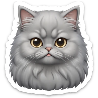 cinematic-grumpy-comical-grey-persian-kitten-portrait-emoji,-head-tilted-playfully-with-an-adorably-awkward-expression,-fluffy-grey-fur-with-soft-silver-undertones,-simplified-yet-hilariously-derpy-features,-highly-detailed,-glowing-with sticker