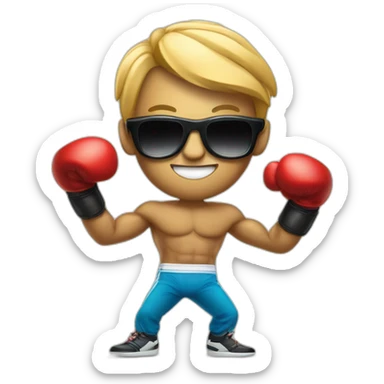a 100 dollar bill playing kick boxing with sunglases sticker