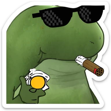 detailed frog with ray bans, satisfied, smoking a cigar sticker