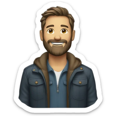 smiling bearded man in jacket sticker