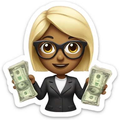 Sugar with sign of money in her glasses sticker