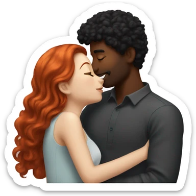 Redhead Girl Kissing black haired man  sticker