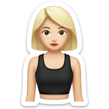 Siyah uzun saçlı siyah ceket  polar ceket ceket gevşek biraz omzundan çıkıyormuş gibi ve bugday ten rengi soltaraftaki omzundan çıkık sadece içinde de siyah crop var crop açık esmer sticker