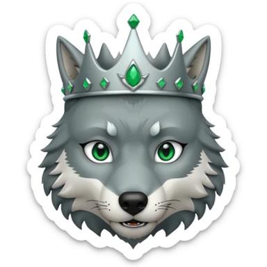 wolf with silver crown with emeralds sticker