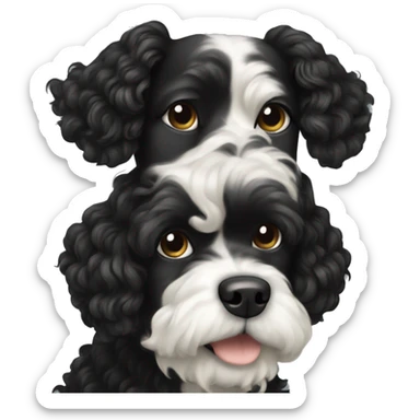 Dog bolonka schwarz weiß locken sticker