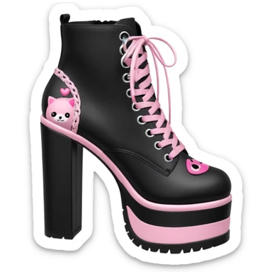 BLACKPINK-inspired gothic shoes, no hearts, black and pink, cute  sticker