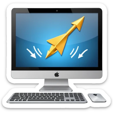 computer with arrows coming to it sticker