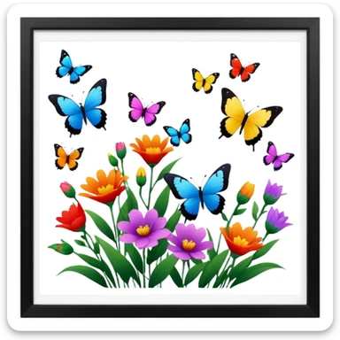 flowers butterflies frame certificates for kids sticker