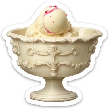vintage ivory rococo bowl with ice cream sticker