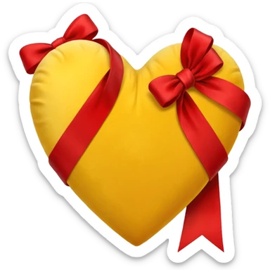 yellow heart with a velvet ribbon sticker