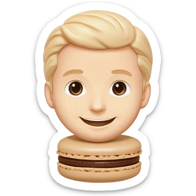 macaron pastry with the face of Macron, smiling expression sticker