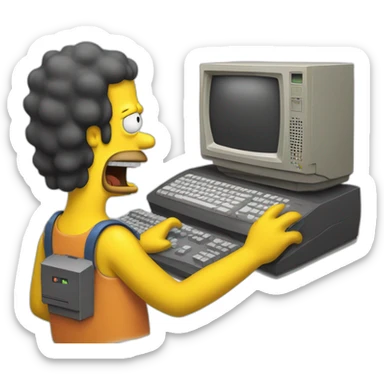 homer simson with a computeur sticker