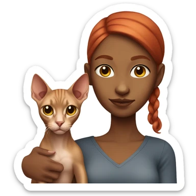 Red-haired girl with a sphinx cat sticker
