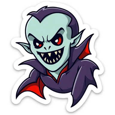 Menacing vampire with long deadly fangs sticker