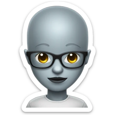 gray skin alien big pure black eyes wearing glasses sticker