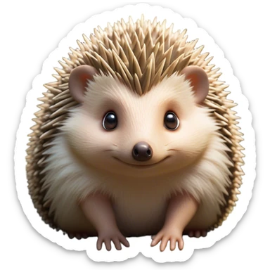 Cinematic Adorably Cute Hedgehog Portrait Emoji, Poised with a round, spiky yet cuddly body and bright, curious eyes peeking from beneath a soft array of quills, Simplified yet irresistibly adorable features, highly detailed, glowing with a warm, gentle forest glow, high shine, lively and endearing, stylized with an air of woodland cuteness, soft glowing outline, capturing the essence of a playful hedgehog that appears ready to scurry out of the screen with delightful charm! sticker