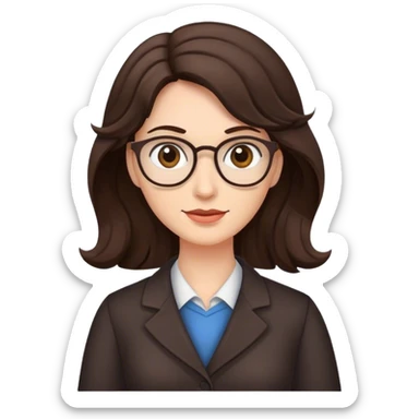 A wavy dark brown haired teacher sticker