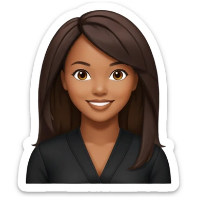 LeToya Luckett from Destiny's Child with long dark brown hair, black outfit sticker