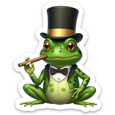 Frog with top hat an smoking cigar  sticker