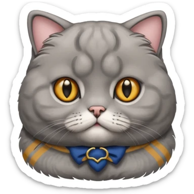 scottish fold cat grey with small ears sticker